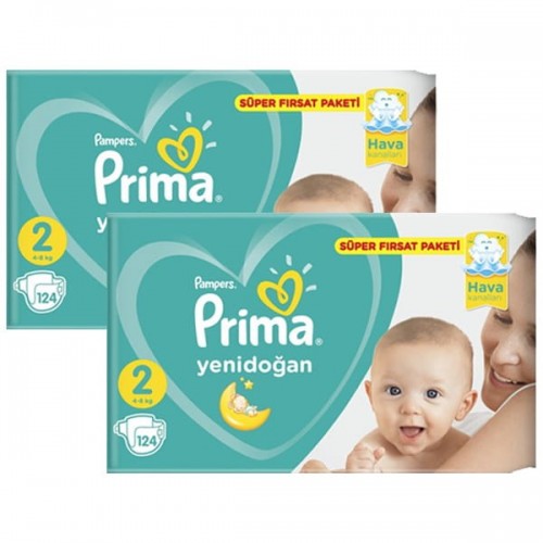 Prima Bebek Bezi Süper Fırsat Paketi Mini 2 No 124 lü x 2 Adet