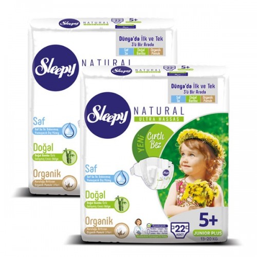 Sleepy Natural Bebek Bezi Junior Plus 5+ No 22 li x 2 Adet