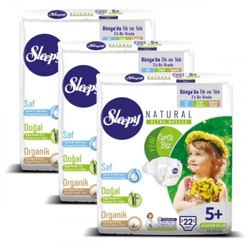 Sleepy Natural Bebek Bezi Junior Plus 5+ No 22 li x 3 Adet