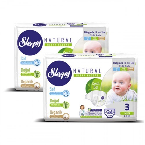 Sleepy Natural Bebek Bezi Midi 3 No 34 lü x 2 Adet