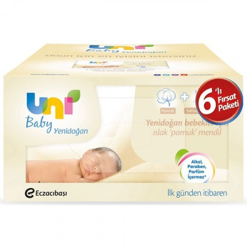 Uni Baby Yenidoğan Islak Pamuk Mendil 6 lı (240 Yaprak)