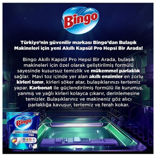 Bingo Akıllı Kapsül Pro Bulaşık Makinesi Deterjanı Tableti 80 li