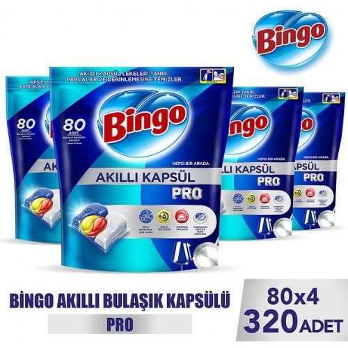 Bingo Akıllı Kapsül Pro Bulaşık Makinesi Deterjanı Tableti 320 li Bingo Akıllı Kapsül Pro Bulaşık Makinesi Deterjanı Tableti 320 li