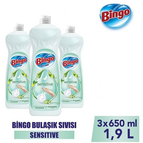 Bingo Elde Bulaşık Deterjanı Sensitive 650 ml x 3 Adet