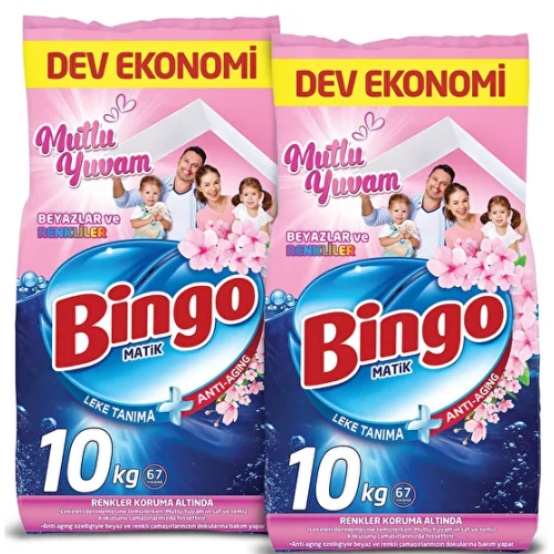 Bingo Matik Konsantre Toz Deterjan Mutlu Yuvam 10 kg x 2 Adet