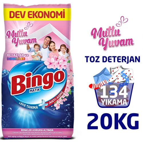Bingo Matik Konsantre Toz Deterjan Mutlu Yuvam 10 kg x 2 Adet