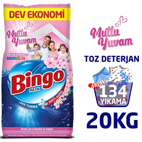Bingo Matik Konsantre Toz Deterjan Mutlu Yuvam 10 kg x 2 Adet