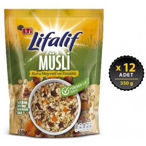 Eti Lifalif Kuru Meyveli ve Fındıklı Müsli 350 gr x 12 Adet
