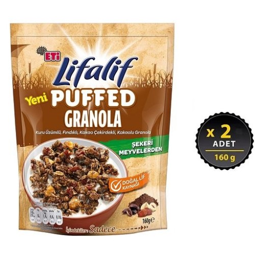 Eti Lifalif Puffed Granola Kakao 160 gr x 2 Adet Eti Lifalif Puffed Granola Kakao 160 gr x 2 Adet