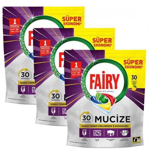 Fairy Mucize Bulaşık Makinesi Deterjanı Kapsülü 30 Yıkama x 3 Adet Fairy Mucize Bulaşık Makinesi Deterjanı Kapsülü 30 Yıkama x 3 Adet