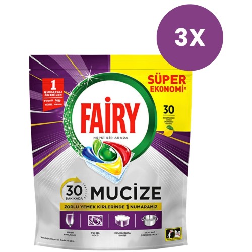 Fairy Mucize Bulaşık Makinesi Deterjanı Kapsülü 30 Yıkama x 3 Adet Fairy Mucize Bulaşık Makinesi Deterjanı Kapsülü 30 Yıkama x 3 Adet