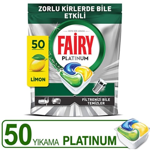 Fairy Platinum Bulaşık Makinesi Kapsülü Limon Kokulu 50 li