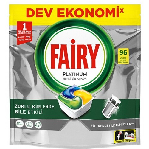 Fairy Platinum Bulaşık Makinesi Kapsülü Limon Kokulu 96 lı
