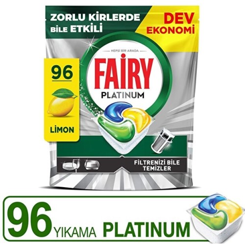 Fairy Platinum Bulaşık Makinesi Kapsülü Limon Kokulu 96 lı Fairy Platinum Bulaşık Makinesi Kapsülü Limon Kokulu 96 lı