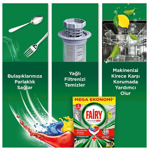 Fairy Platinum Plus Bulaşık Makinesi Tableti 50 li Fairy Platinum Plus Bulaşık Makinesi Tableti 50 li