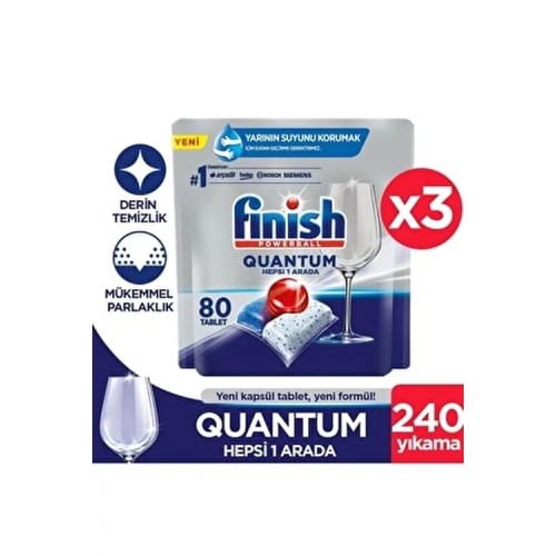 Finish Quantum Bulaşık Makinesi Tableti 80 li x 3 Adet Finish Quantum Bulaşık Makinesi Tableti 80 li x 3 Adet