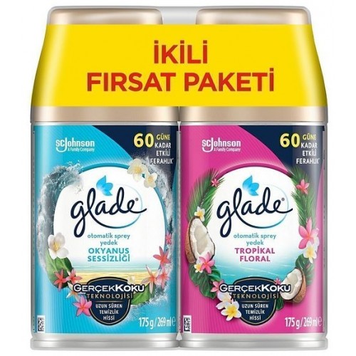 Glade Oda Kokusu Sprey Yedek Paket Okyanus 269 ml + Tropikal 269 ml
