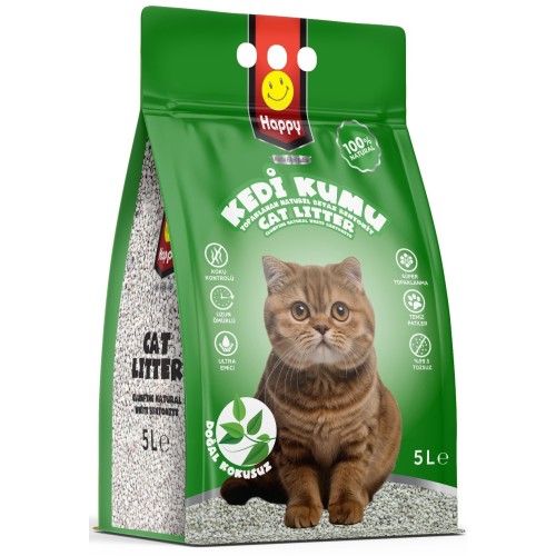 Happy Topaklanan Bentonit Natural Kedi Kumu 5 lt x 4 Adet Happy Topaklanan Bentonit Natural Kedi Kumu 5 lt x 4 Adet