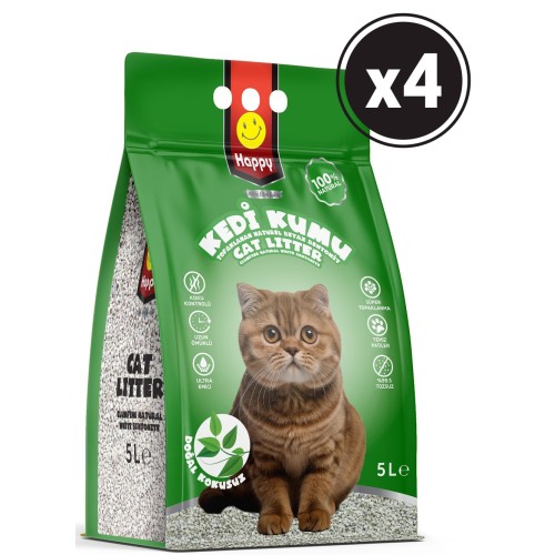 Happy Topaklanan Bentonit Natural Kedi Kumu 5 lt x 4 Adet Happy Topaklanan Bentonit Natural Kedi Kumu 5 lt x 4 Adet