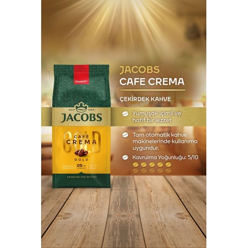 Jacobs Cafe Crema Çekirdek Kahve 500 gr x 4 Adet