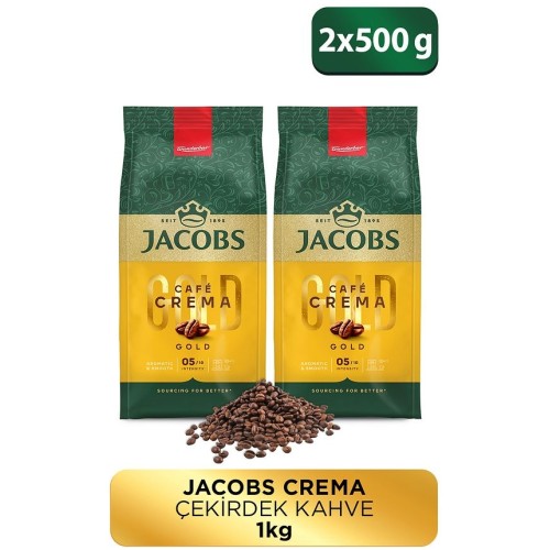 Jacobs Cafe Crema Çekirdek Kahve 500 gr x 2 Adet Jacobs Cafe Crema Çekirdek Kahve 500 gr x 2 Adet