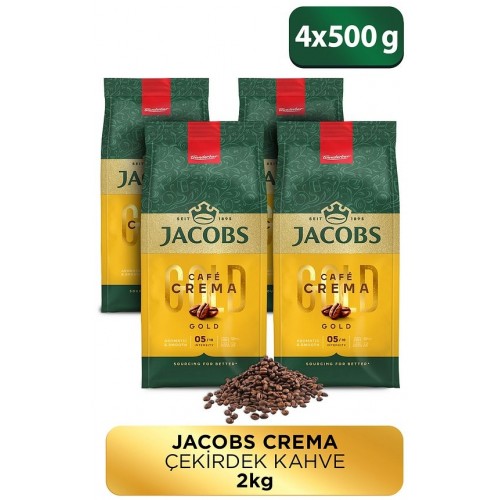 Jacobs Cafe Crema Çekirdek Kahve 500 gr x 4 Adet