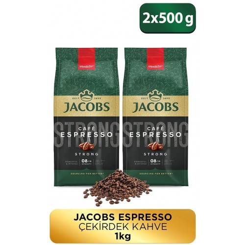Jacobs Cafe Espresso Çekirdek Kahve 500 gr x 2 Adet
