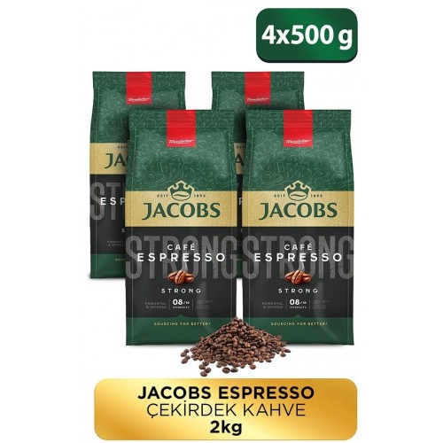 Jacobs Cafe Espresso Çekirdek Kahve 500 gr x 4 Adet