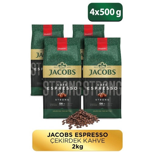 Jacobs Cafe Espresso Çekirdek Kahve 500 gr x 4 Adet Jacobs Cafe Espresso Çekirdek Kahve 500 gr x 4 Adet