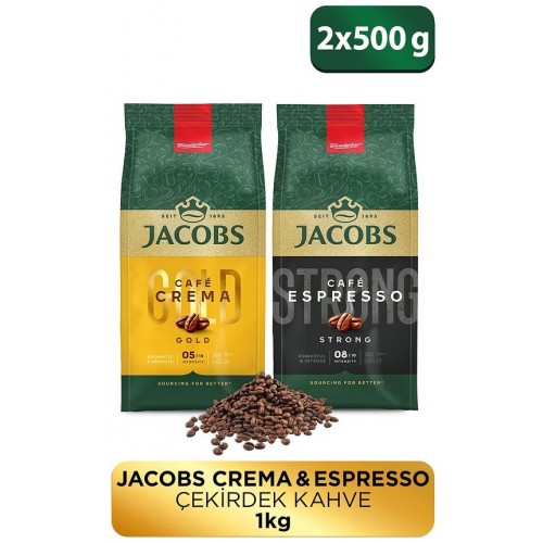 Jacobs Çekirdek Kahve Tanışma Paketi Espresso 500 gr+Cafe Crema 500 gr