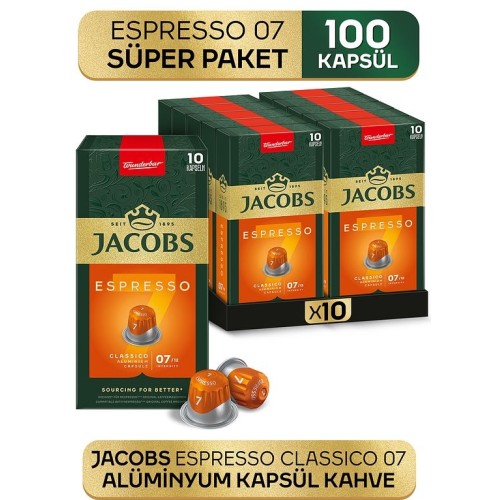 Jacobs Espresso 7 Kapsül Kahve Nespresso Uyumlu 10 lu x 10 Adet