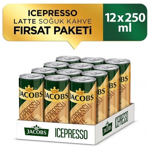 Jacobs Icepresso Latte Soğuk Kahve 250 ml x 12 Adet