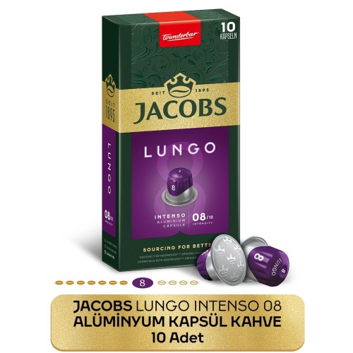 Jacobs Lungo 8 Intenso Nespresso Uyumlu Kapsül Kahve 10 Adet