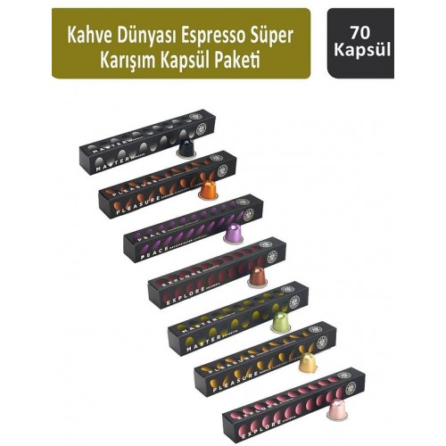 Kahve Dünyası Espresso Süper Karışım Kapsül Paketi 10 Kapsül x 7 Adet