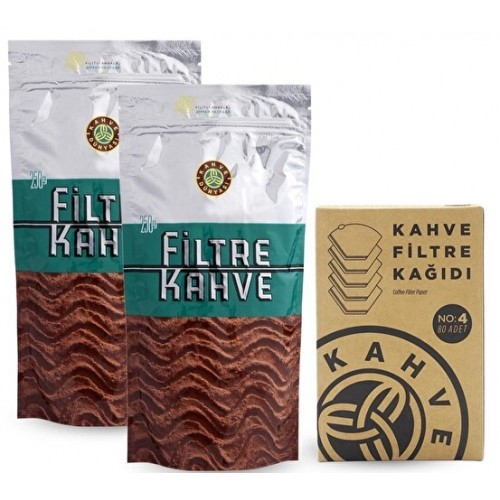 Kahve Dünyası Filtre Kahve 250 gr x 2 Adet + Filtre Kahve Kağıdı 80 li Kahve Dünyası Filtre Kahve 250 gr x 2 Adet + Filtre Kahve Kağıdı 80 li
