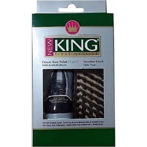 New King Krem Ayakkabı Boyası Tüp Kahve 75 ml + Tahta Ayakkabı Fırçası