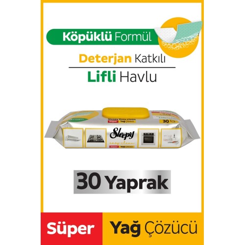 Sleepy Easy Clean Süper Yağ Çözücü Havlu 30 Yaprak