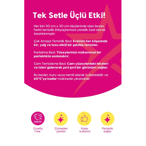 The Pink Stuff Mucizevi Mikrofiber Bez Koleksiyonu 3 lü Paket The Pink Stuff Mucizevi Mikrofiber Bez Koleksiyonu 3 lü Paket