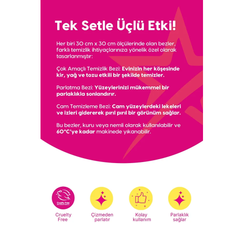 The Pink Stuff Mucizevi Mikrofiber Bez Koleksiyonu 3 lü Paket The Pink Stuff Mucizevi Mikrofiber Bez Koleksiyonu 3 lü Paket
