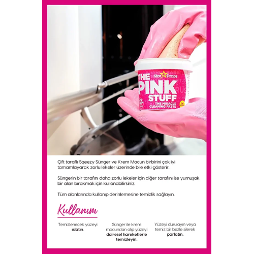 ThePinkStuff Mucizevi Temizlik Macunu 850 gr + Dual Çift Traflı Sünger ThePinkStuff Mucizevi Temizlik Macunu 850 gr + Dual Çift Traflı Sünger