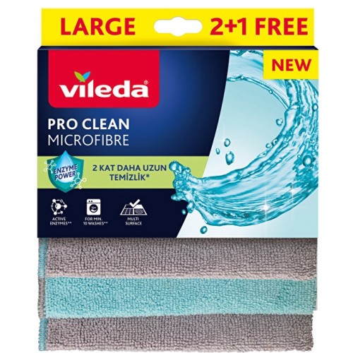 Vileda Pro Clean Enzim Teknolojili Mikrofiber Temizlik Bezi 2+1