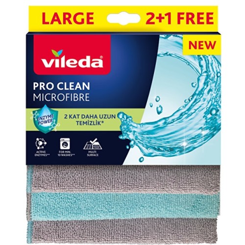 Vileda Pro Clean Enzim Teknolojili Mikrofiber Temizlik Bezi 2+1