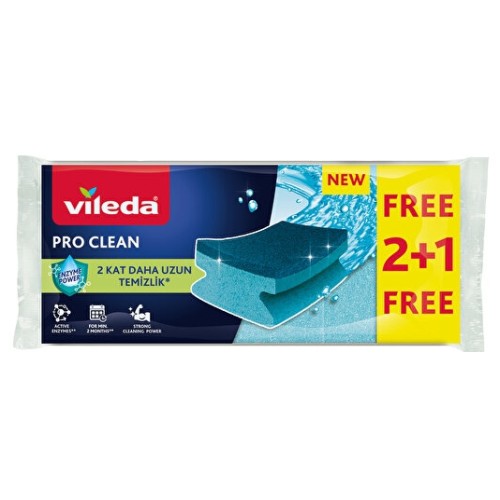 Vileda Pro Clean Oluklu Sünger 2+1