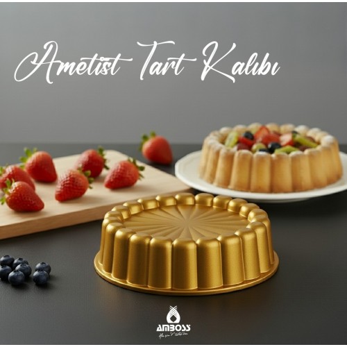 Amboss Ametist 26 cm Döküm Tart Kalıbı ( Gold )