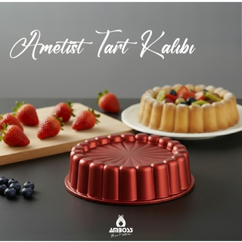 Amboss Ametist 26 cm Döküm Tart Kalıbı (Kırmızı)