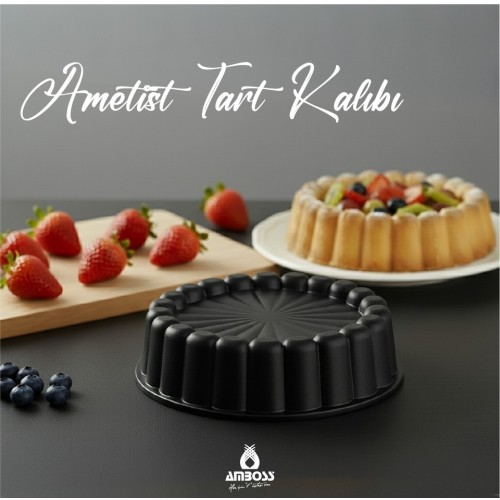 Amboss Ametist 26 cm Döküm Tart Kalıbı ( Siyah )