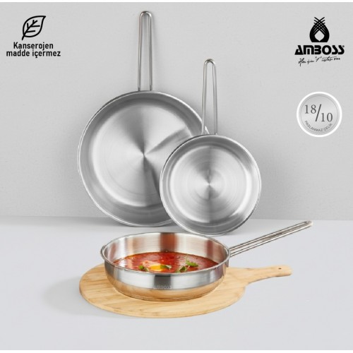Amboss Vento Steel İndüksiyon Tabanlı 3 Parça Tava Seti 20-24-28 cm