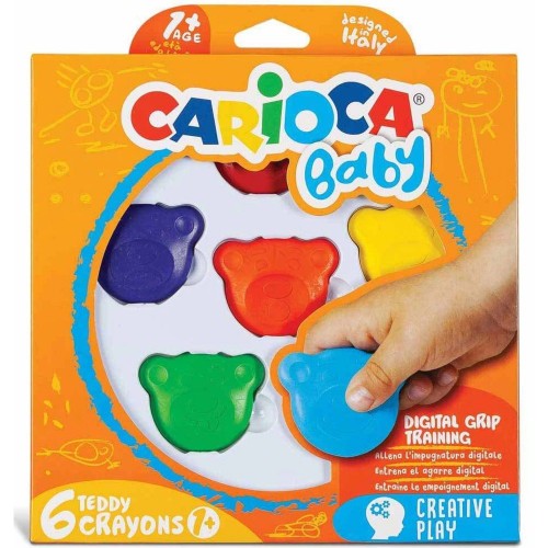 Carioca Teddy Şekilli Kirletmeyen Mum Boyalar 6 lı