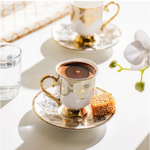 Nehir Ece 6 Kişilik 12 Parça Porselen Kahve Fincan Takımı