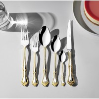 Nehir Lalezar Altın Sade 12 Kişilik 72 Parça Çatal Kaşık Bıçak Takımı